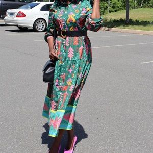 Floral maxi shirt dress